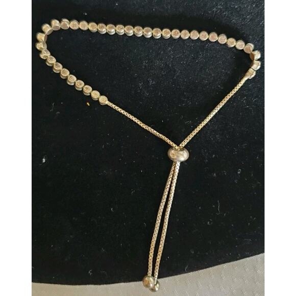 4 In Silver Tone Rhinestone Lariat Style Sliding Clasp Bracelet Mothers Day Gift - Picture 4 of 6